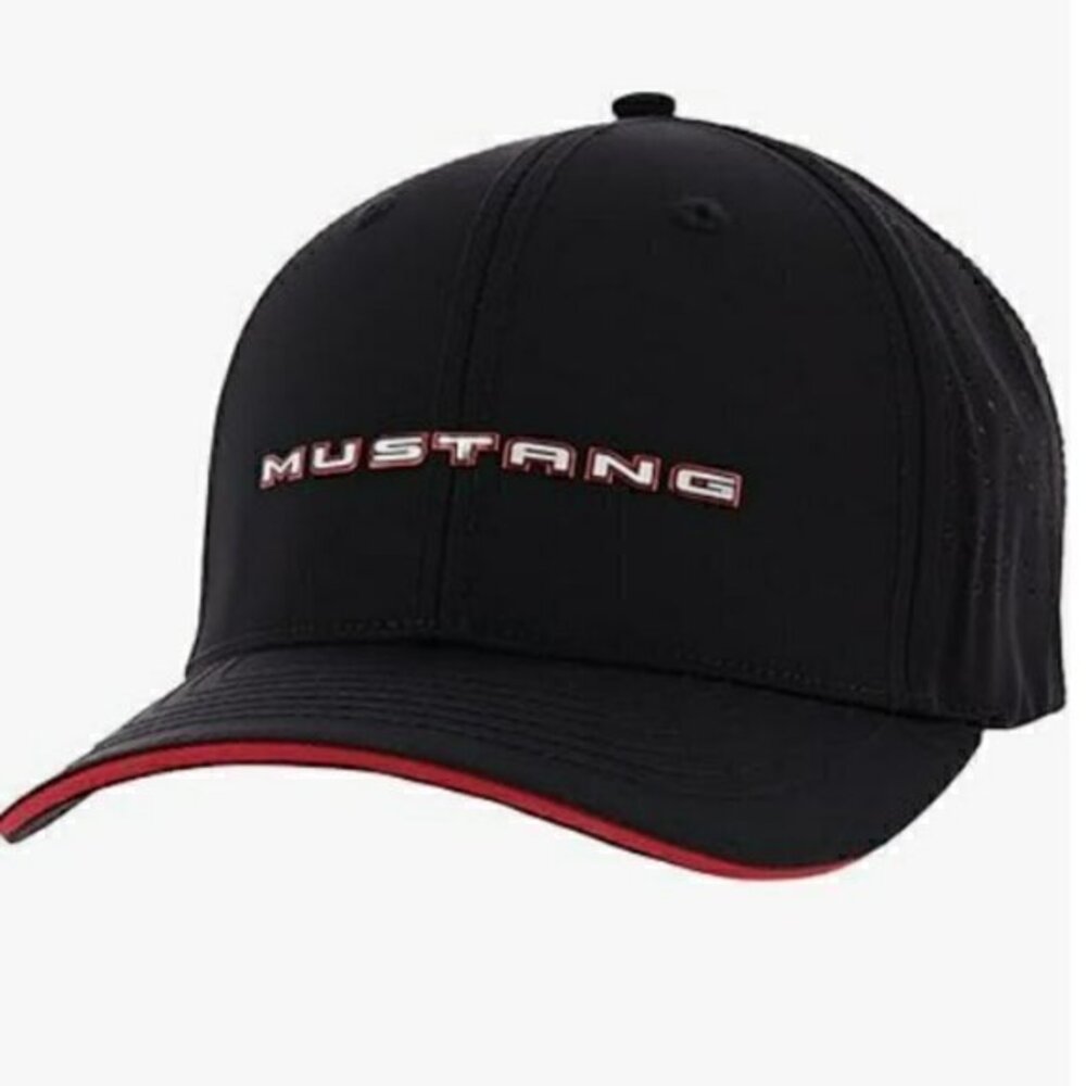 Ford Mustang Mens Adjustable Baseball Cap Black Embroidered Logo Hat L/XL
